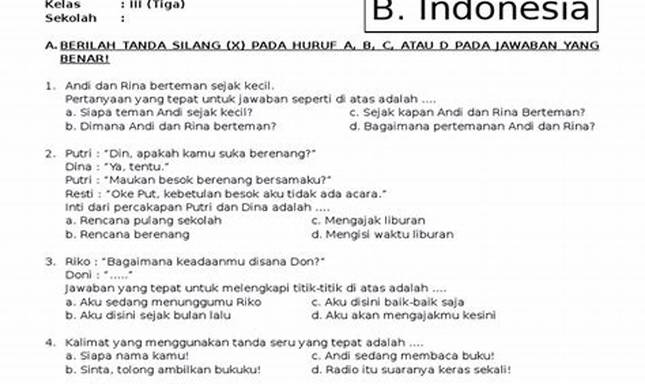 soal pts bahasa indonesia kelas 7 semester 2
