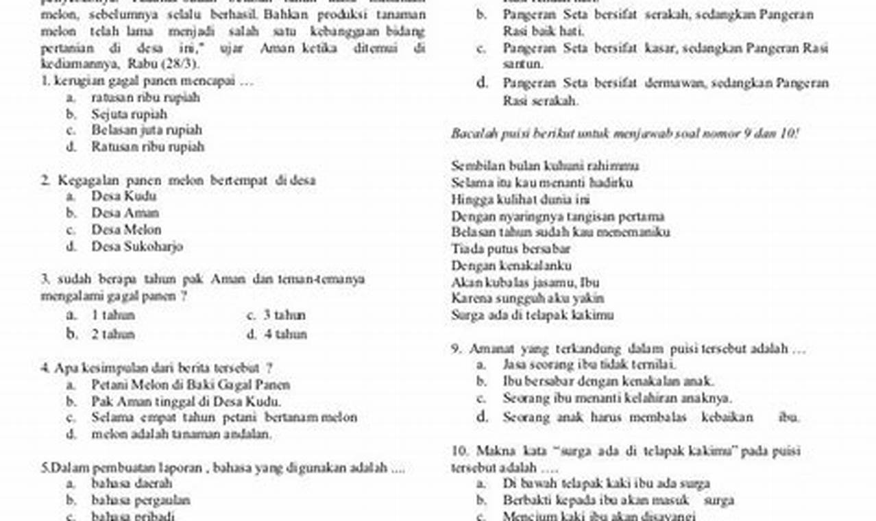 Referensi Soal Ujian Kelas 6 Bahasa Indonesia Terlengkap