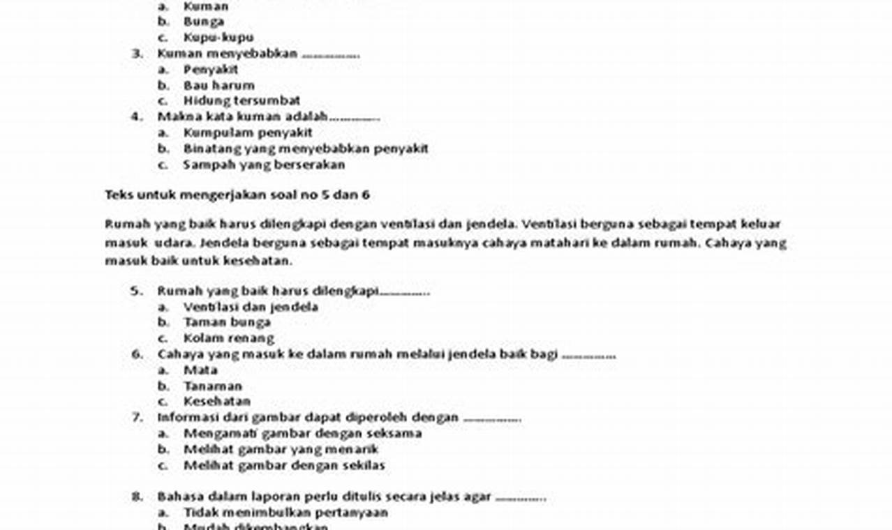 Soal Uts Bahasa Indonesia Kelas 2 Sd