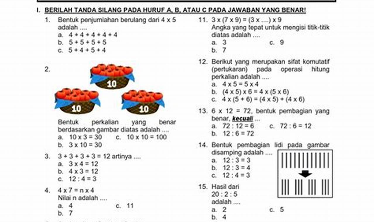 soal uts matematika kelas 2 sd semester