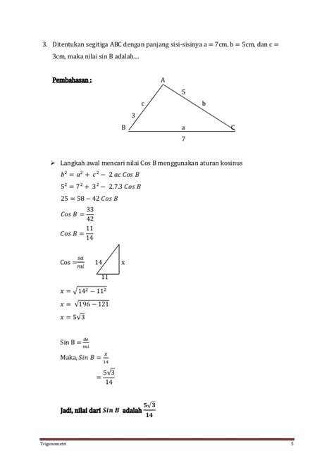 Soal dan Jawaban Trigonometri Kelas 10