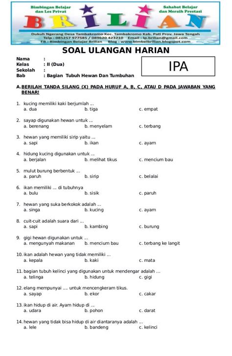 Soal IPA Kelas 2 di Indonesia