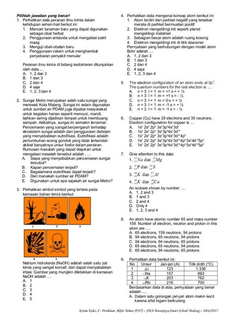 soal kimia kelas 10 semester 2 dan jawabannya kurikulum 2013