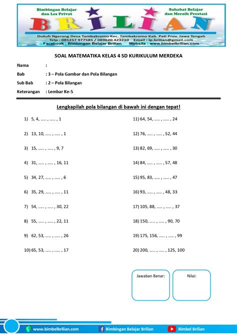 soal matematika kelas 4 semester 2 bab 11