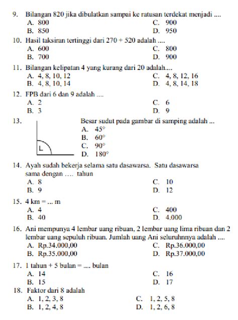 soal pas matematika kelas 4 semester 1 kurikulum merdeka quizizz