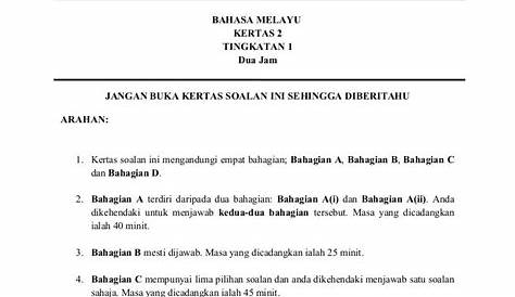 Soalan Peperiksaan Akhir Tahun Bahasa Melayu Tahun 1 2018 - Wopienemb