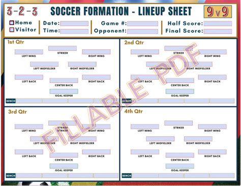 Soccer Line Up Sheets