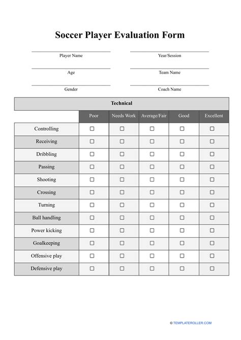 soccer player evaluation pdf