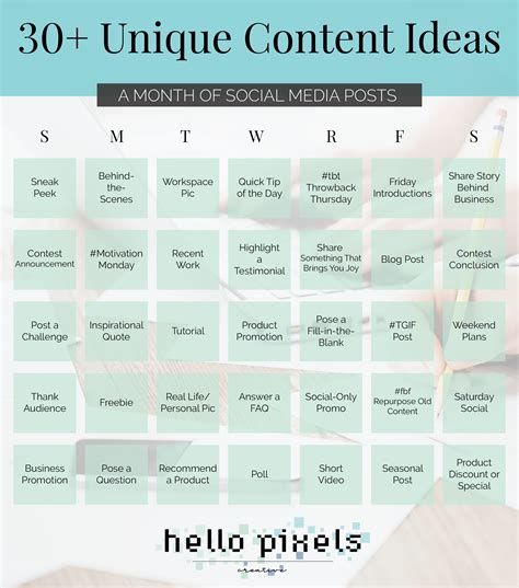 Social Media Content Calendar Ideas