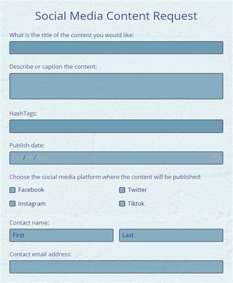 social media content request form template