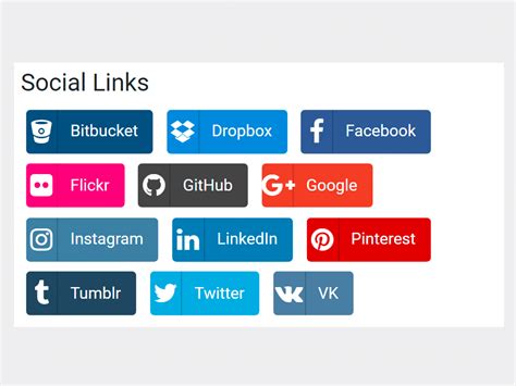 social media links bootstrap