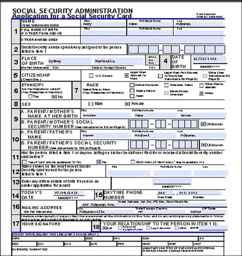 Social Security Card Application Printable