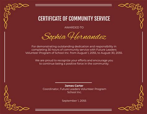 Social Services Printable Certificate