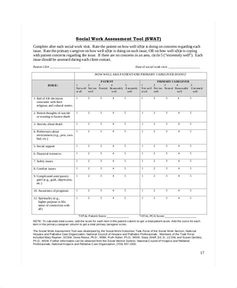 social work initial assessment template
