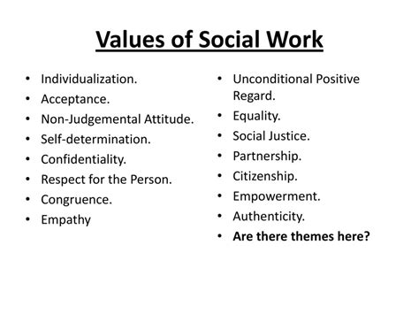 social work values examples