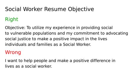 social worker objective examples