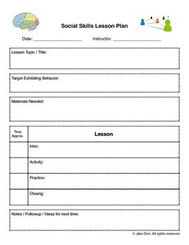 social skills lesson plan template
