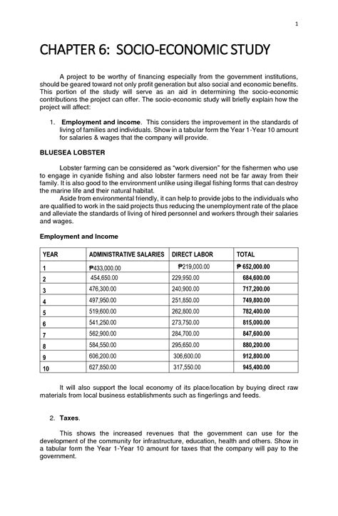 socio economic aspect in feasibility study example
