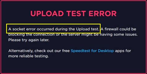 Socket Error During Upload Test