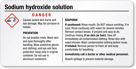 Sodium Hydroxide Safety Label