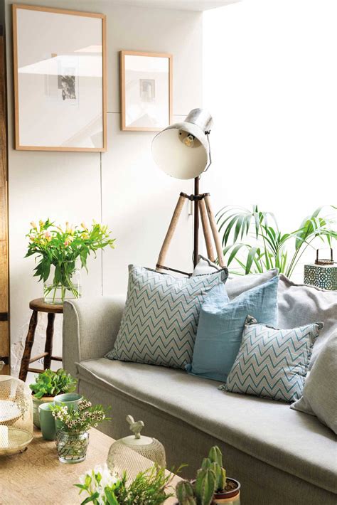 Sof Gris Con Cojines Azules