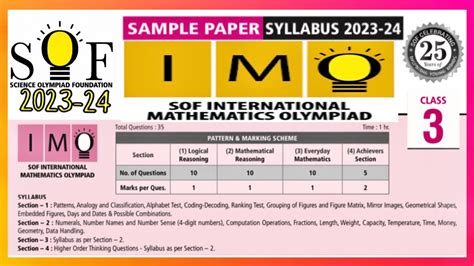 sof olympiad syllabus for class 3 maths