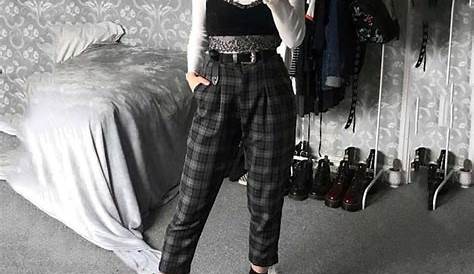 blue plaid grunge pants boogzel apparel aesthetic outfit