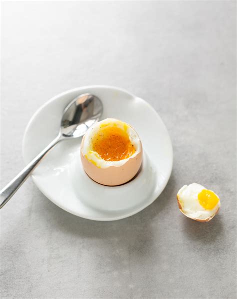 Soft-boiled egg on plate