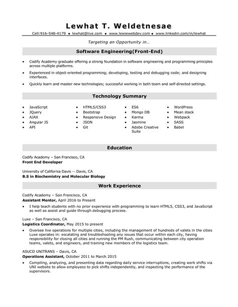Resume for Software Engineer Fresher Template [Free PSD