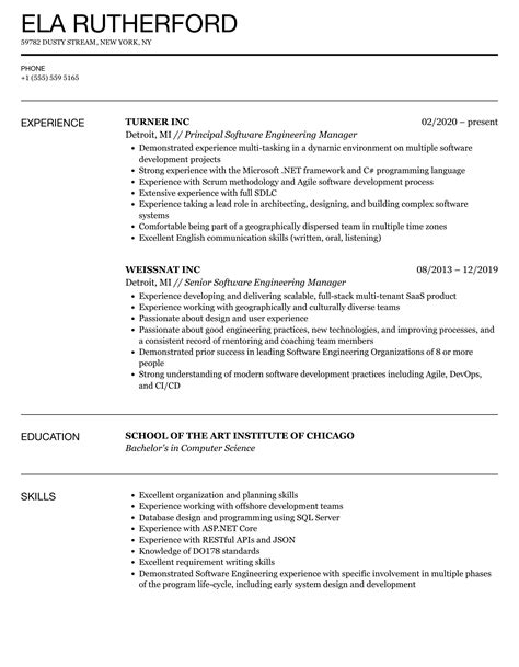 Software Engineering Manager Resume Example REED GROUP