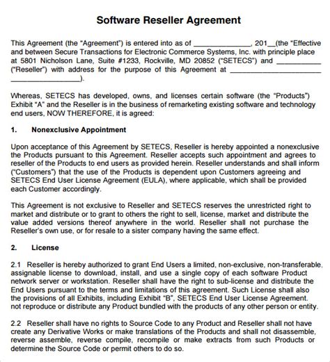 Software Reseller Agreement Template Uk Template 2 Resume Examples