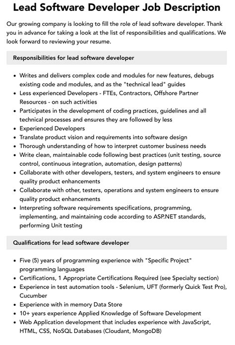 software developer roles and responsibilities pdf