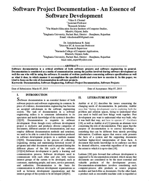 software project documentation examples