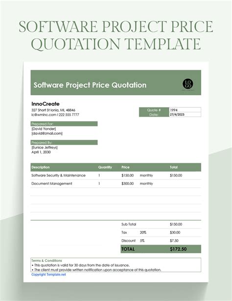 Software Project Quotation Template