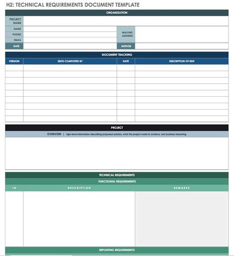 software technical requirements document template