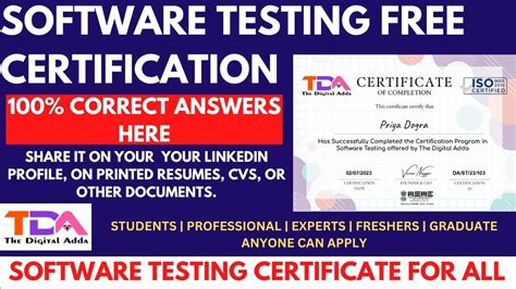 software tester certification free