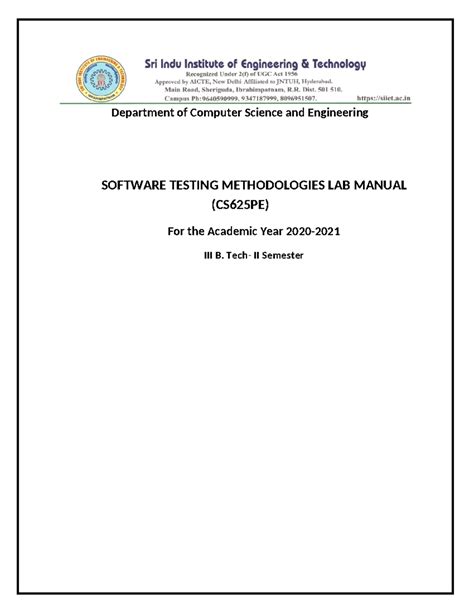 software testing methodologies lab manual