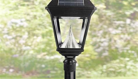 Gama Sonic Imperial Bulb Series Single Black Integrated Led Solar Post Light With 3 In Fitter And Gs Solar Led Light Bulb