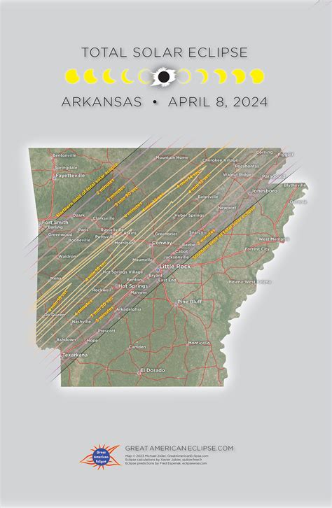 solar eclipse 2024 map arkansas with time