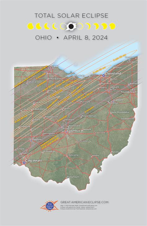 solar eclipse 2024 ohio map with cities