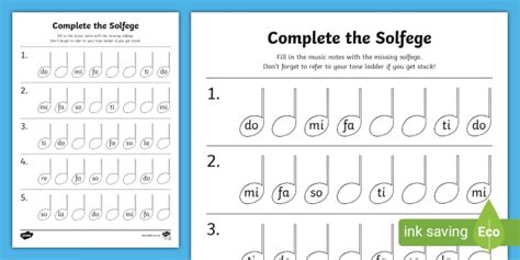 Solfege Syllables Printable Activity
