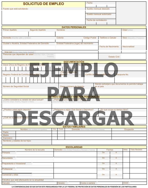 Solicitud De Empleo Formato Gratis
