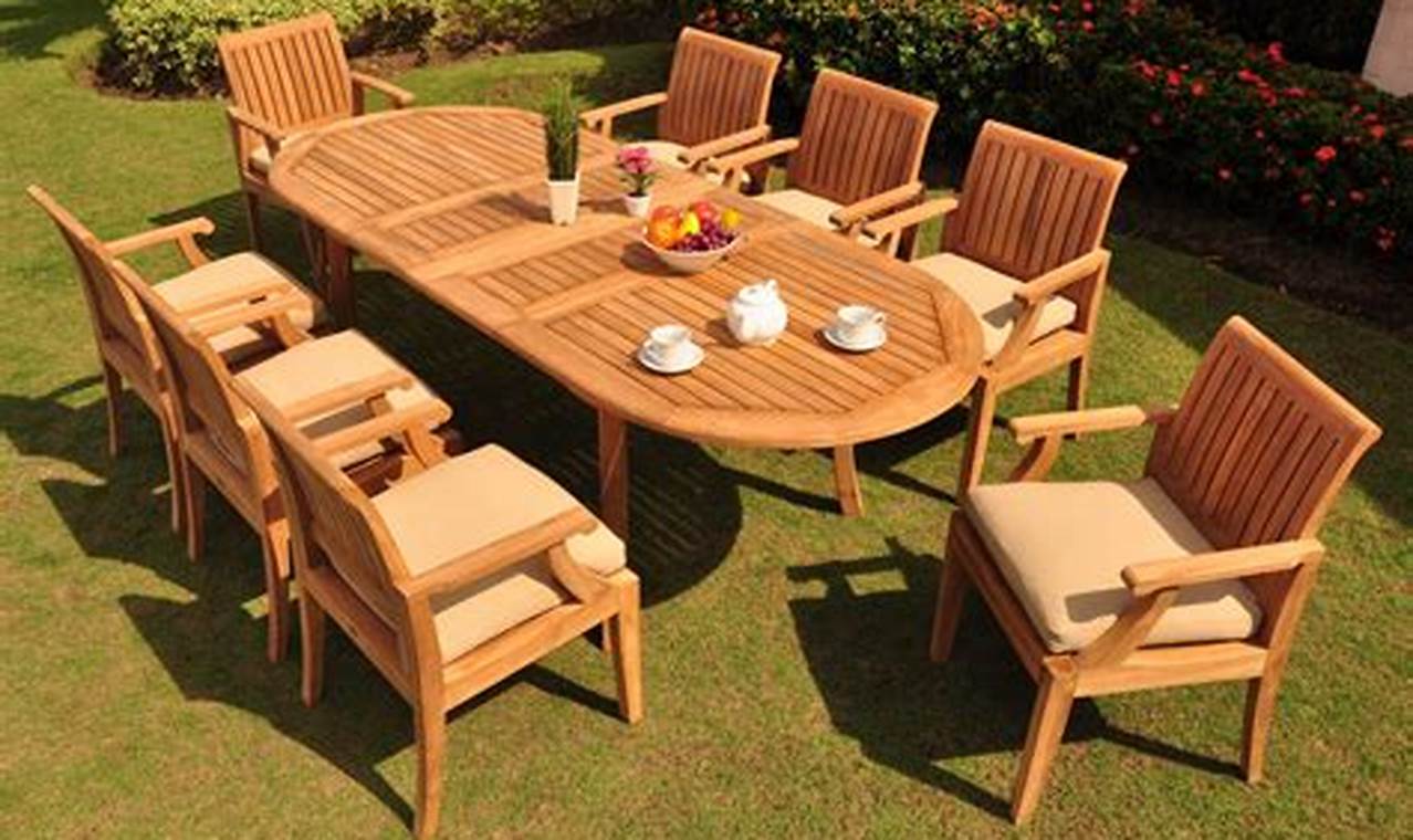 solid teak table and chairs