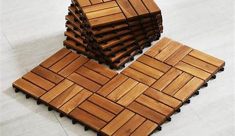 Outsunny 27 Pcs Floor Tiles Interlocking Solid Wood DIY Deck Tiles