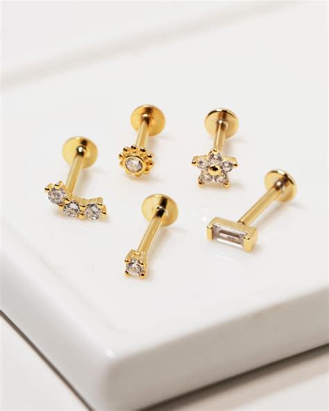 solid gold stud earrings flat back