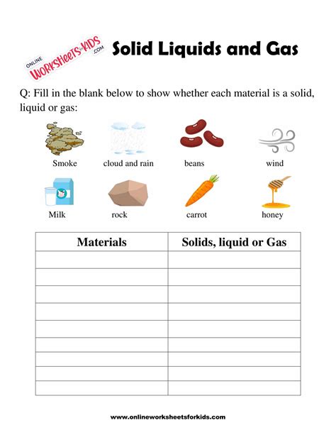 solid liquid gas worksheet pdf