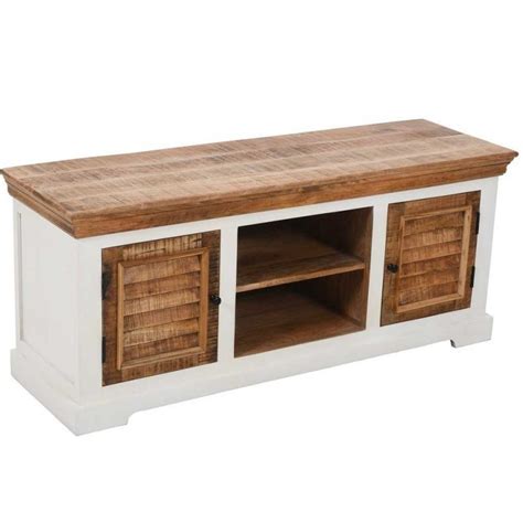 Modern Farmhouse Rustic Solid Mango Wood TV Media Console