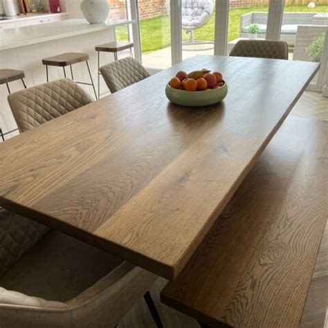 Solid Oak Wood Dining Table Set