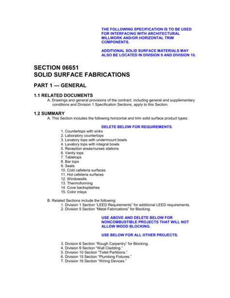 Solid Surface Specification
