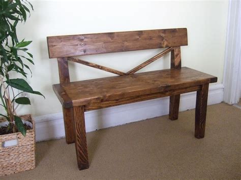 solid wood bench with back